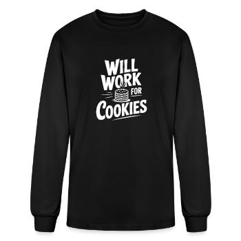 Will Work For Cookies - Men's Long Sleeve T-Shirt - black - Front