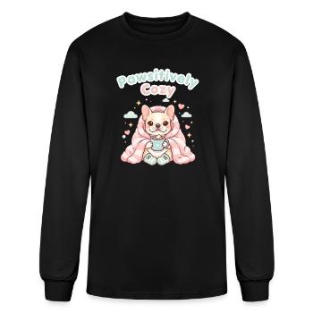 Pawsitively Cozy French Bulldog Dog Lover - Kawaii - Men's Long Sleeve T-Shirt - black - Front