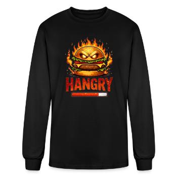 Hangry Flaming Burger - Men's Long Sleeve T-Shirt - black - Front