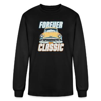 Forever Classic – Retro Two-Tone Car Illustration  - Men's Long Sleeve T-Shirt - black - Front