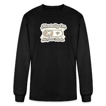 Mental Health Humor | Airplane Mode Funny - Men's Long Sleeve T-Shirt - black - Front