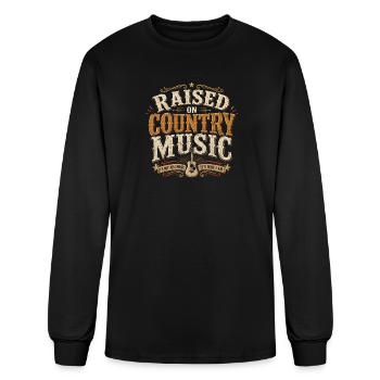 Raised on Country Music Tshirt - Men's Long Sleeve T-Shirt - black - Front