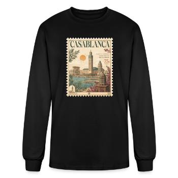 Casablanca Port City Stamp Art - Men's Long Sleeve T-Shirt - black - Front