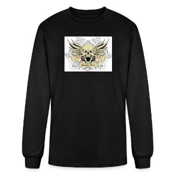 Gothic winged skull crest with bold beige skull - Men's Long Sleeve T-Shirt - black - Front