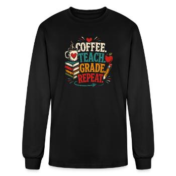 Coffee Teach Grade Repeat Tshirt - Men's Long Sleeve T-Shirt - black - Front