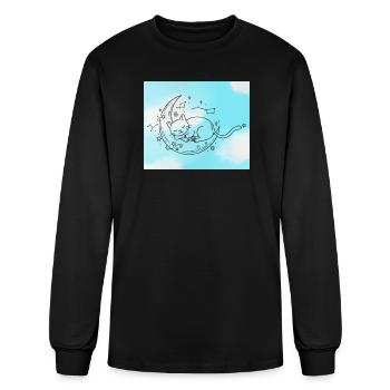 Sleeping Cat on Crescent Moon - Men's Long Sleeve T-Shirt - black - Front