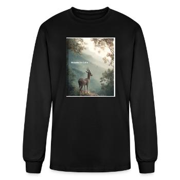 Breathe In Calm Nature Antelope Artwork - Men's Long Sleeve T-Shirt - black - Front