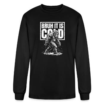 Bruh It Is Cold Funny Winter Bigfoot - Men's Long Sleeve T-Shirt - black - Front