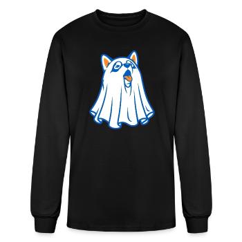 Ghost Pup Husky Sheet Art - Men's Long Sleeve T-Shirt - black - Front