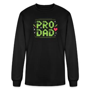 Pro Dad Pixel Art Christmas Gaming - Men's Long Sleeve T-Shirt - black - Front