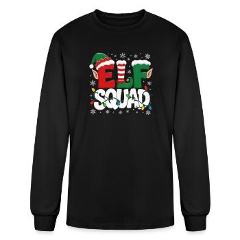 Elf Family Christmas Matching Pajamas Elf Squad - Men's Long Sleeve T-Shirt - black - Front