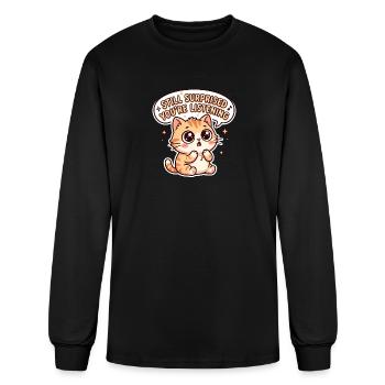 Kawaii Tabby: Still Surprised You're Listening - Men's Long Sleeve T-Shirt - black - Front