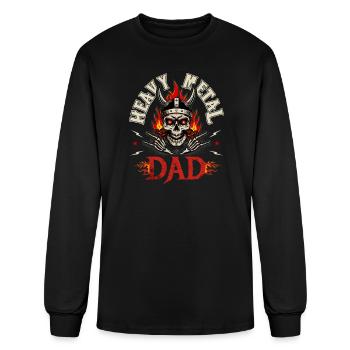 Heavy Metal Dad Skull Rock Hand Gift - Men's Long Sleeve T-Shirt - black - Front