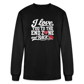I Love You to the End Zone and Back Football Heart - Men's Long Sleeve T-Shirt - black - Front
