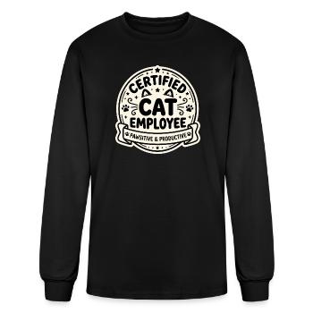 certified cat employee - Men's Long Sleeve T-Shirt - black - Front