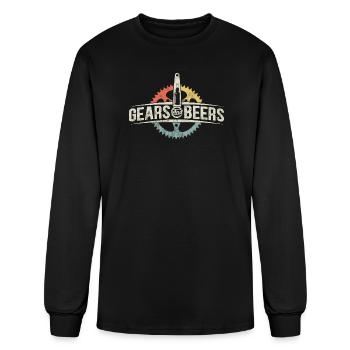 Gears And Beers Retro Sunset Cycling - Men's Long Sleeve T-Shirt - black - Front