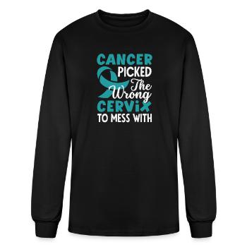 Cancer Picked The Wrong Cervix To Mess With Teal - Men's Long Sleeve T-Shirt - black - Front