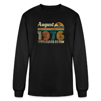 August 1976 50th Birthday  Retro Sunset Edition - Men's Long Sleeve T-Shirt - black - Front