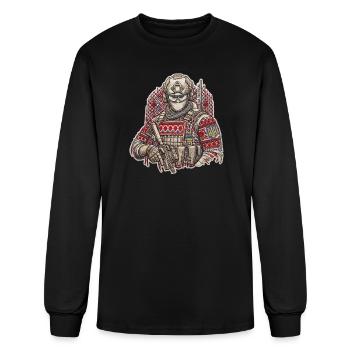 Soldat ukrainien de broderie Vyshyvanka - T-shirt à manches longues Homme - noir - Devant