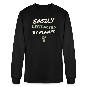 Easily Distracted By Plants - Men's Long Sleeve T-Shirt - black - Front