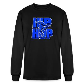 Blue 3D Hip Hop Block Letters Dancer Graphic - Men's Long Sleeve T-Shirt - black - Front