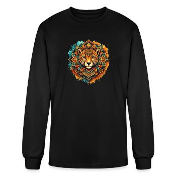 Colorful Mandala Cheetah Sacred Geometry Art - Men's Long Sleeve T-Shirt - black - Front