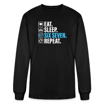 67 Sixty Seven Meme Eat Sleep Six Seven Repeat - Men's Long Sleeve T-Shirt - black - Front