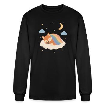 Sleeping fox under the rainbow - Men's Long Sleeve T-Shirt - black - Front