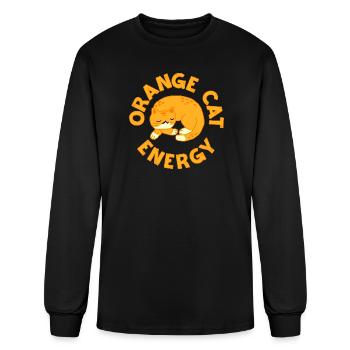 Orange Cat Energy - Men's Long Sleeve T-Shirt - black - Front