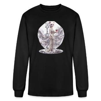 Glamour White Cat Luxury Art T-Shirt - Men's Long Sleeve T-Shirt - black - Front