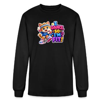Dancing Cat I Dance So I'm Fit Workout Design 4 U - Men's Long Sleeve T-Shirt - black - Front
