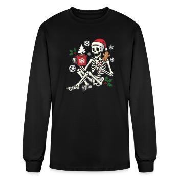 Squelette du Père Noël Chocolat chaud de Noël Drôle de Noël - T-shirt à manches longues Homme - noir - Devant
