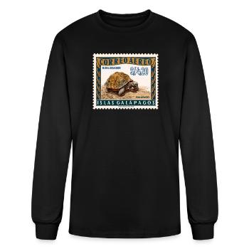Vintage Galápagos Tortoise Postage Stamp - Men's Long Sleeve T-Shirt - black - Front