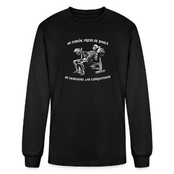 Skeleton Bench Press Gym Humor - Men's Long Sleeve T-Shirt - black - Front