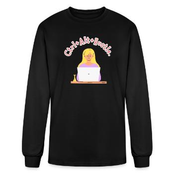 Ctrl Alt Hustle Cartoon on Laptop - Men's Long Sleeve T-Shirt - black - Front