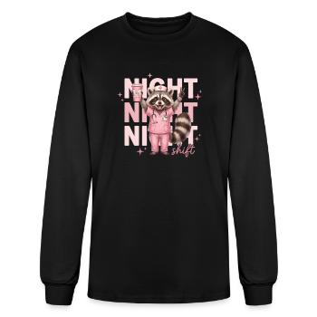 Night_Shift_Nurse_Raccoon_Coffee_Funny_Design - Men's Long Sleeve T-Shirt - black - Front