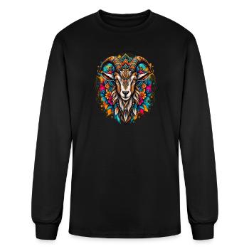 Colorful Mandala Goat Sacred Geometry Boho Art - Men's Long Sleeve T-Shirt - black - Front