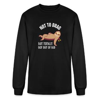 Not to Brag Sloth Lounge - Men's Long Sleeve T-Shirt - black - Front