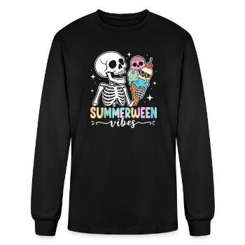 Summer wee Vibes Skeleton Ice Cream Halloween  - Men's Long Sleeve T-Shirt - black - Front