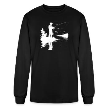 Graphisme du pêcheur - T-shirt à manches longues Homme - noir - Devant