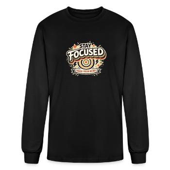FOCSUED RETRO DISTRESSED MOTIVATIONAL QUOTE - Men's Long Sleeve T-Shirt - black - Front