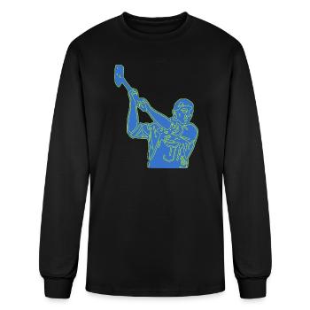 Neon Hammer Pose Labor Day - Men's Long Sleeve T-Shirt - black - Front
