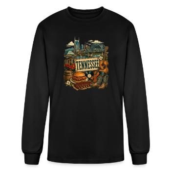 Vintage Tennessee Tattoo Style Riverfront Music - Men's Long Sleeve T-Shirt - black - Front