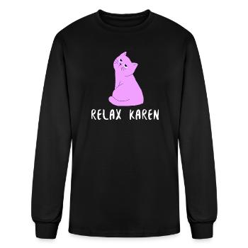 t-shirt-design-cat_relax_karen - Men's Long Sleeve T-Shirt - black - Front
