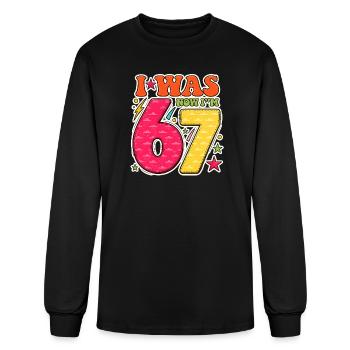 I Was Now I Am 67 Funny Birthday Retro Groovy 67th - Men's Long Sleeve T-Shirt - black - Front