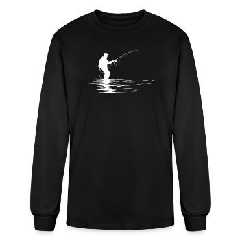 Fisherman Drawing - Men's Long Sleeve T-Shirt - black - Front