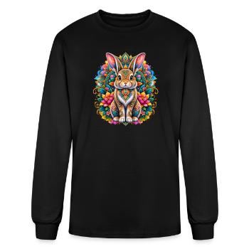 Mandala Rabbit Floral Boho Animal Art Design - Men's Long Sleeve T-Shirt - black - Front