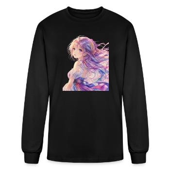 Pastel Anime Blossom Portrait - Men's Long Sleeve T-Shirt - black - Front