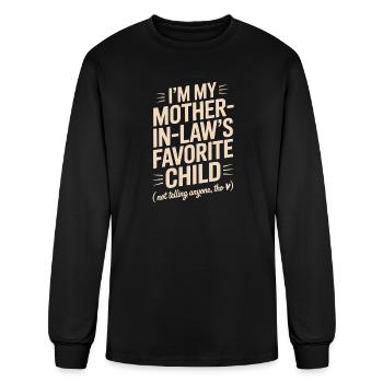 Mother In Law Favorite Child Funny Family Gift - Men's Long Sleeve T-Shirt - black - Front
