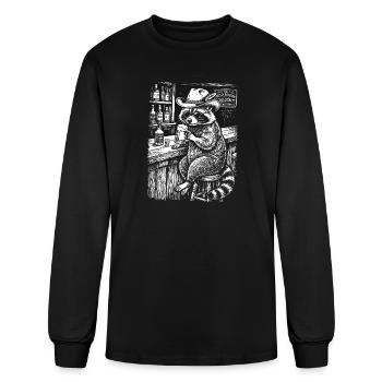 Cowboy Raccoon With Beer Funny Raccoon - Men's Long Sleeve T-Shirt - black - Front